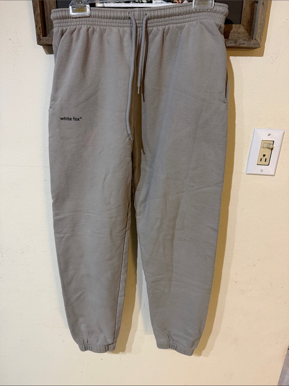 White Fox Boutique Beige Sweat Joggers with Logo